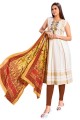 White Linen Embroidered Frock Kurti with Dupatta