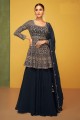 Blue Eid Anarkali Suit in Embroidered Georgette