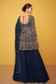 Blue Eid Anarkali Suit in Embroidered Georgette