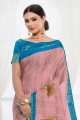 Tussar silk Saree with Thread,embroidered,digital print in Pink