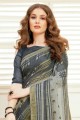 Multi Saree with Thread,embroidered,digital print Linen