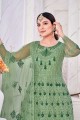 Eid Anarkali Suit in Embroidered Green Net
