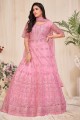 Light pink Embroidered Net Eid Anarkali Suit