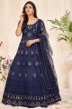 Navy blue Embroidered Net Eid Anarkali Suit