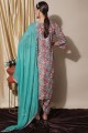 Muslin Palazzo Suit with Digital print in Pink