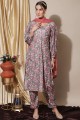 Palazzo Suit in Grey Muslin with Digital print