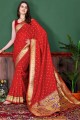 Saree in Weaving Red Silk