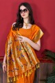 Weaving Yellow Saree in Silk