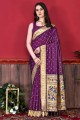 Saree with Purple Weaving Silk