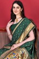 Saree in Silk with Green Weaving