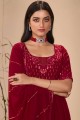Embroidered Georgette Maroon Anarkali Suit with Dupatta