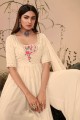 Georgette Anarkali Suit in Off white with Embroidered