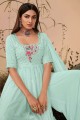 Sky  Georgette Embroidered Anarkali Suit with Dupatta