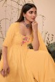 Georgette Anarkali Suit in Yellow with Embroidered