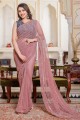 Chiffon Party Wear Saree in Light pink with Sequins