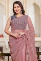 Chiffon Party Wear Saree in Light pink with Sequins