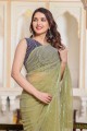 Chiffon Party Wear Saree in Parrot  with Sequins