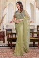 Chiffon Party Wear Saree in Parrot  with Sequins