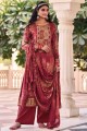 Maroon Eid Palazzo Suit with Muslin