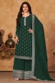 Eid Sharara Suit in Green Georgette with Embroidered