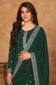 Eid Sharara Suit in Green Georgette with Embroidered