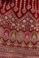 Red Velvet Bridal Lehenga Choli with Embroidered
