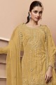 Yellow Embroidered Eid Salwar Kameez in Net