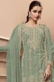 Net Eid Salwar Kameez Embroidered in Green