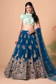 Soft net Lehenga Choli in Dove blue with Embroidered