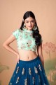 Soft net Lehenga Choli in Dove blue with Embroidered