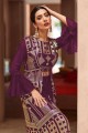Eid Sharara Suit in Purple Georgette with Sequins