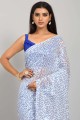 Blue Party Wear Georgette Embroidered Saree with Blouse