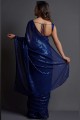 Blue Embroidered Georgette Party Wear Saree