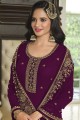 Purple Eid Sharara Suit in Embroidered Georgette