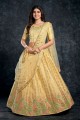 Light yellow Wedding Lehenga Choli in Silk with Embroidered
