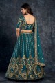Navy blue Embroidered Wedding Lehenga Choli in Silk