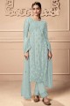 Sky  Salwar Kameez in Net with Embroidered