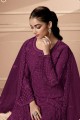 Salwar Kameez in Purple Net with Embroidered