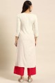 White Straight Kurti in Rayon with Sequins