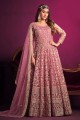 Pink Embroidered Eid Anarkali Suit in Net