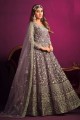 Net Eid Anarkali Suit with Embroidered in Lavender