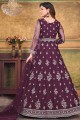 Purple Anarkali Suit with Embroidered Net
