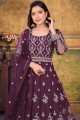 Purple Anarkali Suit with Embroidered Net