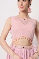 Embroidered Pink Georgette Party Lehenga Choli with Dupatta