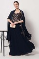 Embroidered Georgette Navy  Party Lehenga Choli with Dupatta