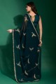 Georgette Party Wear Saree in Teal  with Resham,embroidered