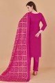Pink Jacquard Salwar Kameez with Printed