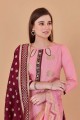 Pink Printed Salwar Kameez in Jacquard