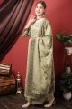 Cotton Palazzo Suit with Thread in Olive green