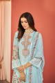 Sky blue Eid Salwar Kameez with Embroidered Georgette